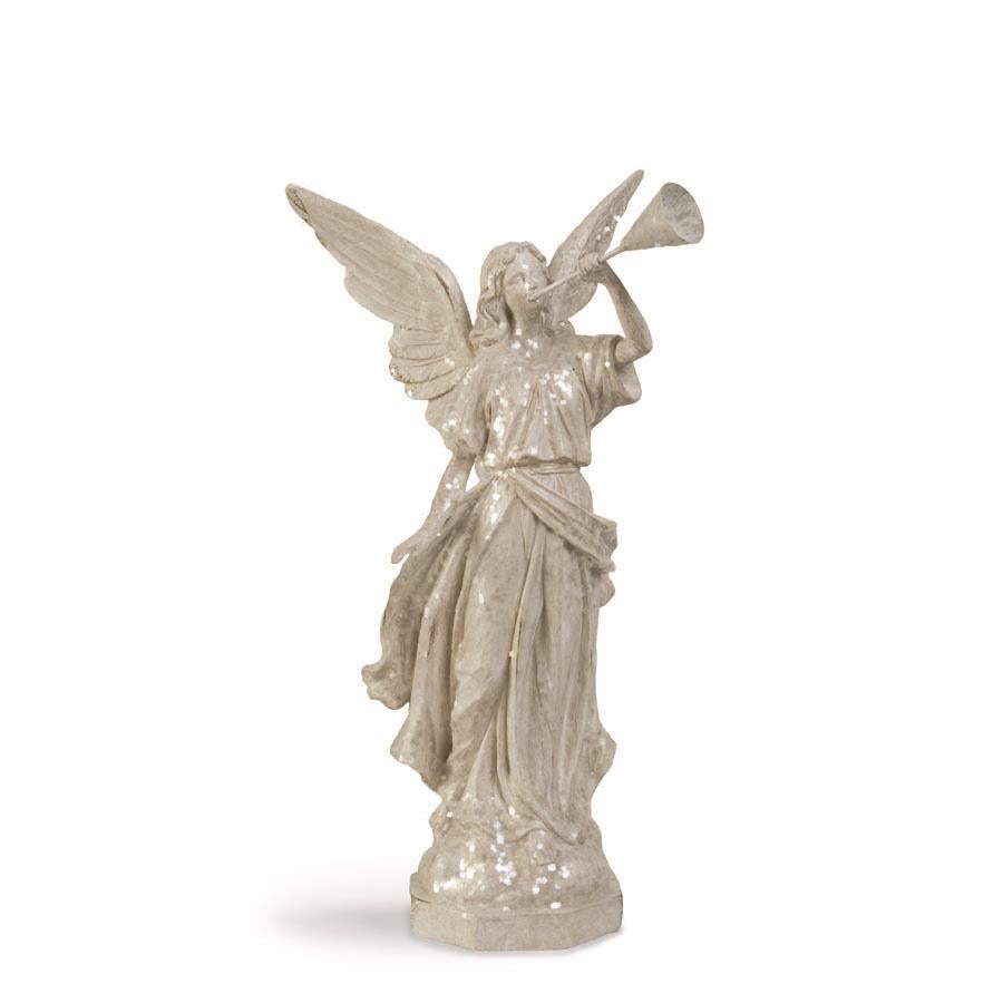White Glitter Angel w/Trumpet 16”