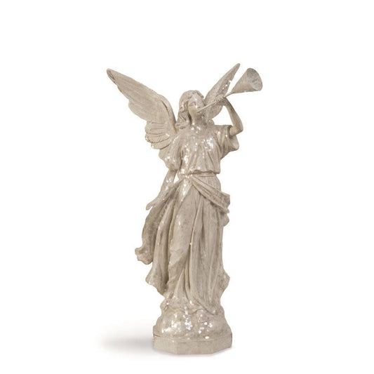 White Glitter Angel w/Trumpet 16”