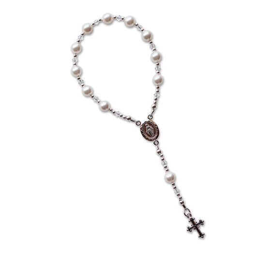 White Sterling Baby Rosary