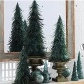 Wispy Green Feather Nesting Cone Tree Small 14.75”