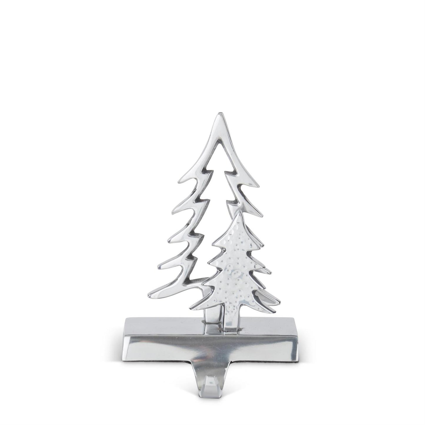Silver Metal Christmas Tree Stocking Holder 8”