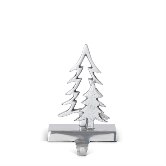 Silver Metal Christmas Tree Stocking Holder 8”