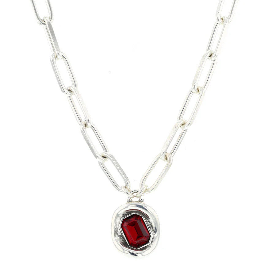 UNO de 50 Ser Valiente Necklace Red Stone