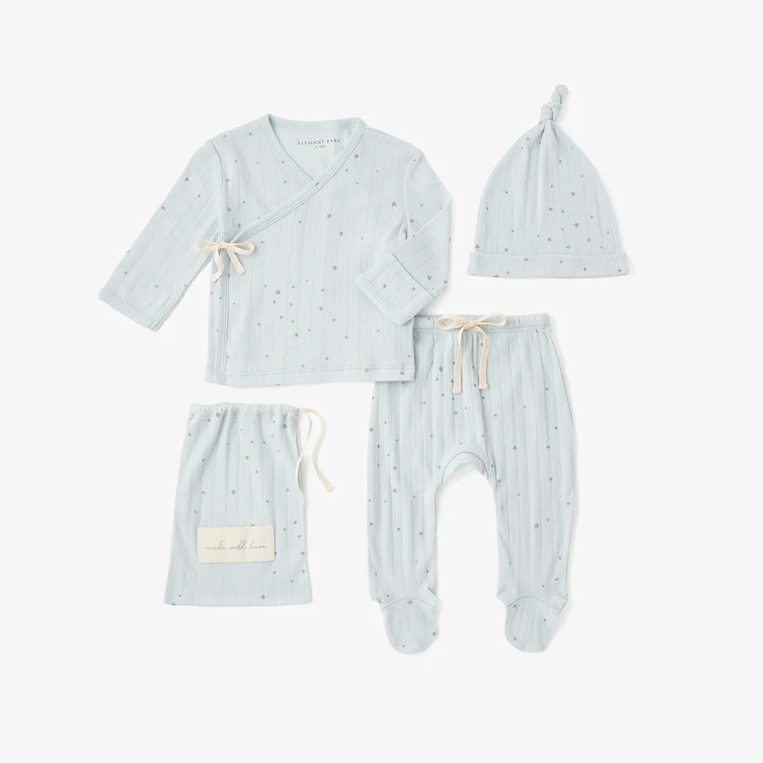 Elegant Baby Blue Celestial Layette Set