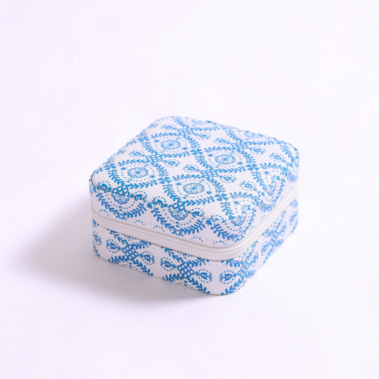 Blue Floral Lace Jewelry Case