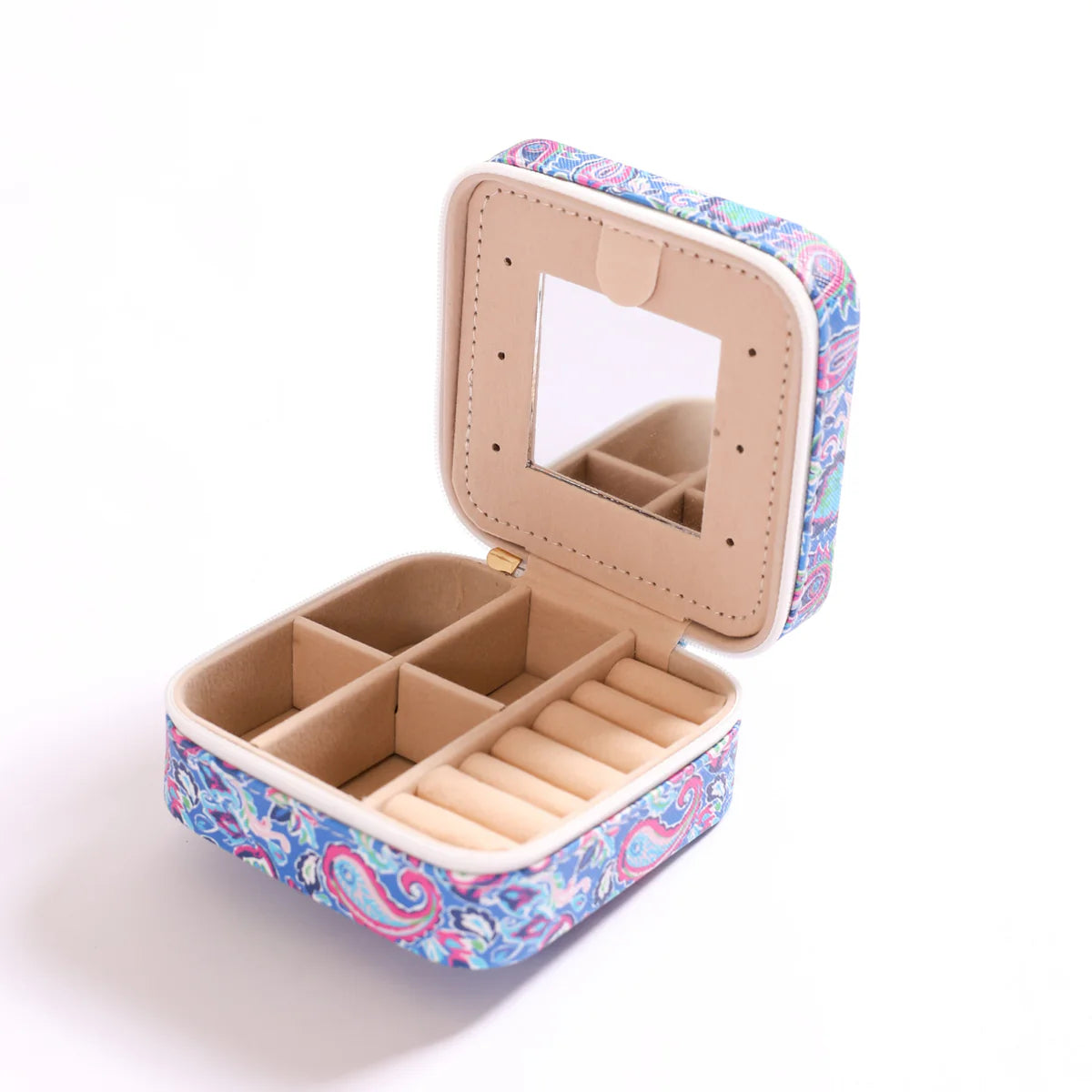 Jewelry box with floral pattern on a white background