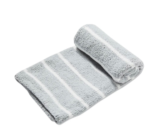 Angel Dear Chenille Blanket Grey & Ivory Stripe