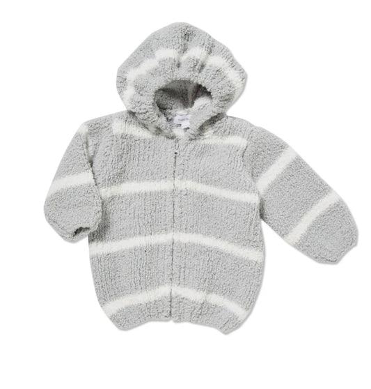 Angel Dear Chenille Hoodie Grey Ivory Stripe 6-12m