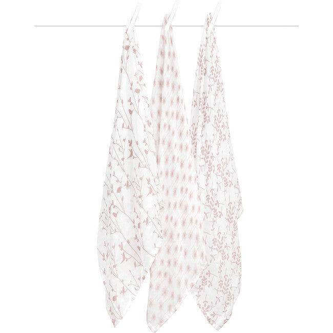 Little Giraffe Bamboo Muslin Swaddle Blanket Pink set/3