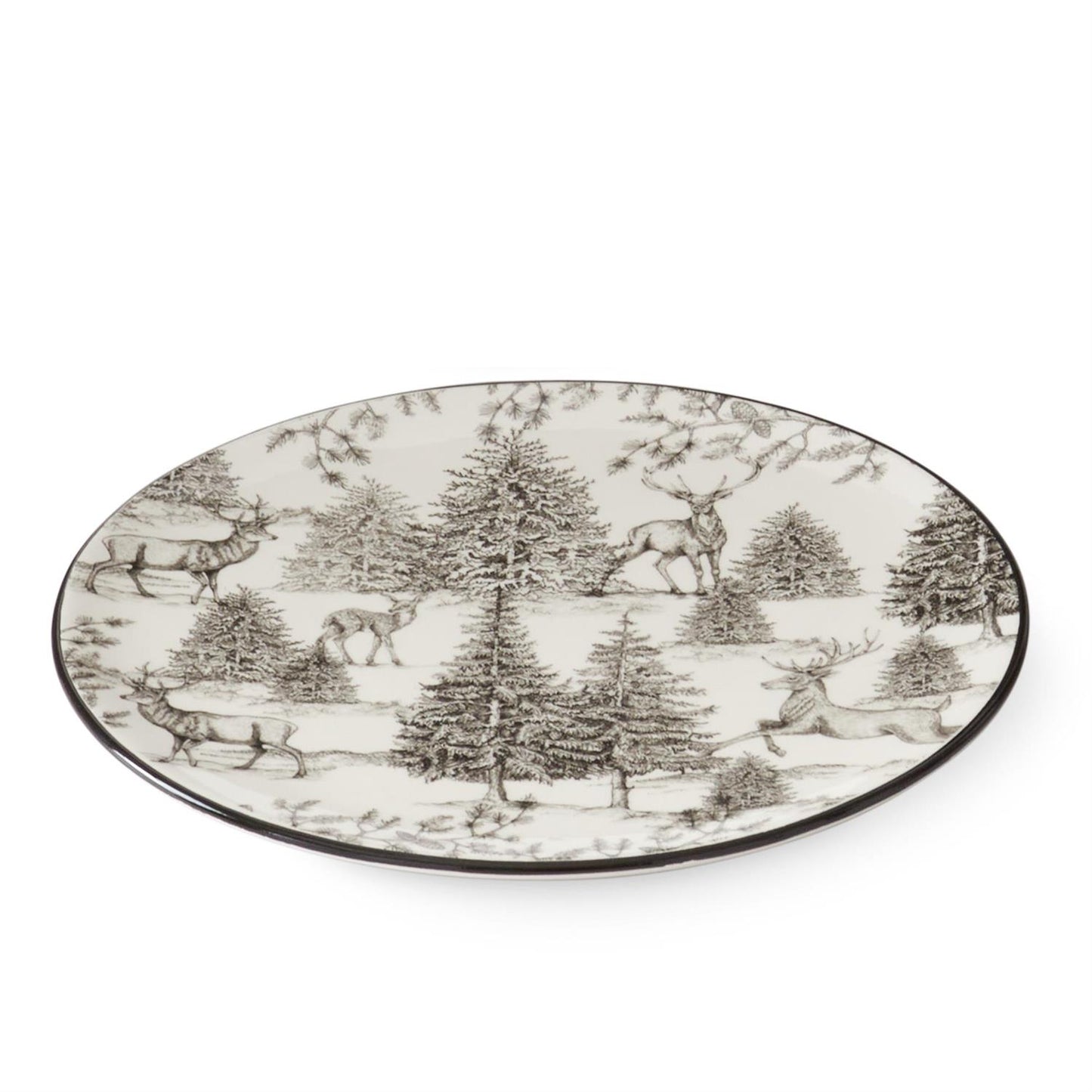 White & Black Toile w/Deer Plate