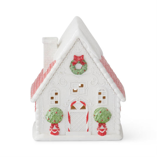 Glittered Resin LED Christmas House w/Timer Small