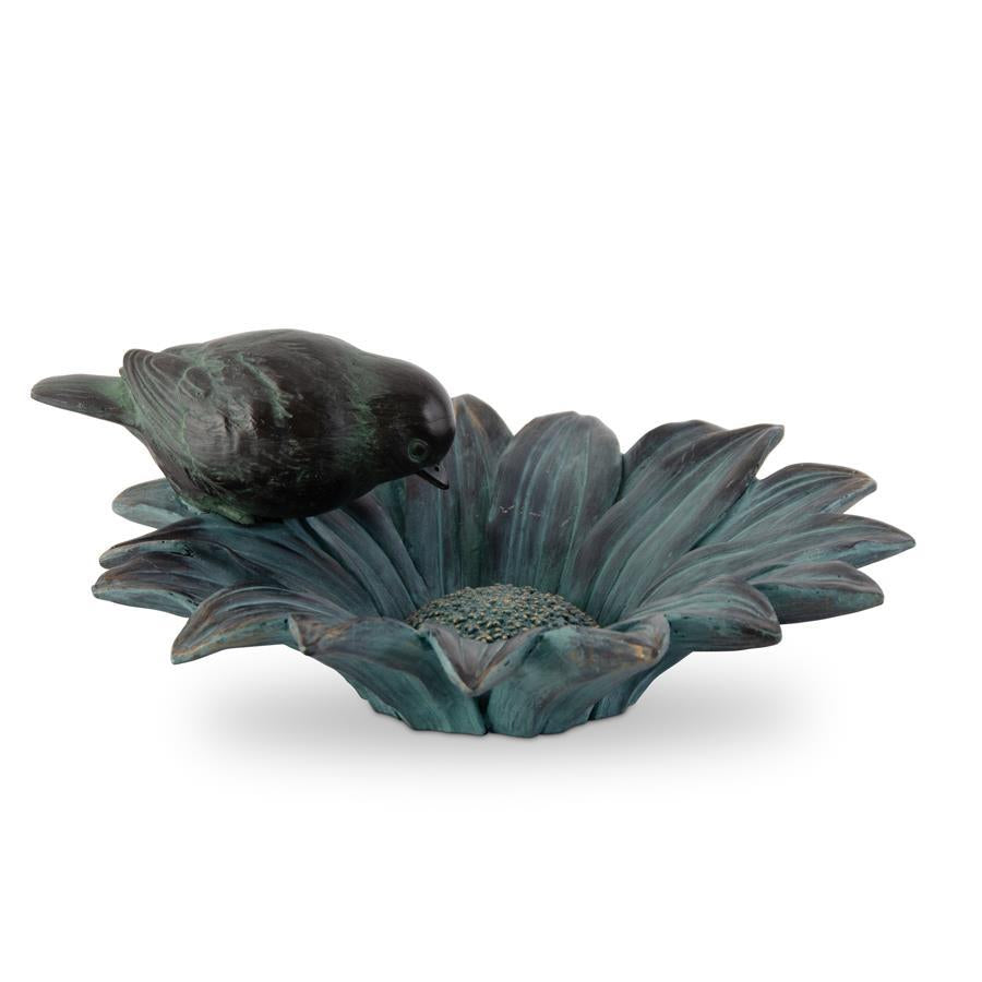 Bird Feeder Patina Sunflower With Bird