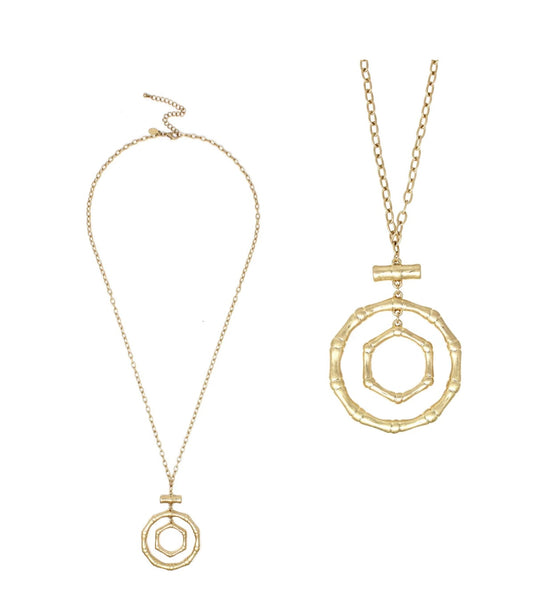 Meghan Browne Necklace Gold with Bamboo Pendant