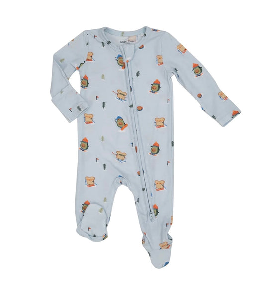 Angel Dear Avocdo Toast Snow Fun Zippered Footie 6-9 Months