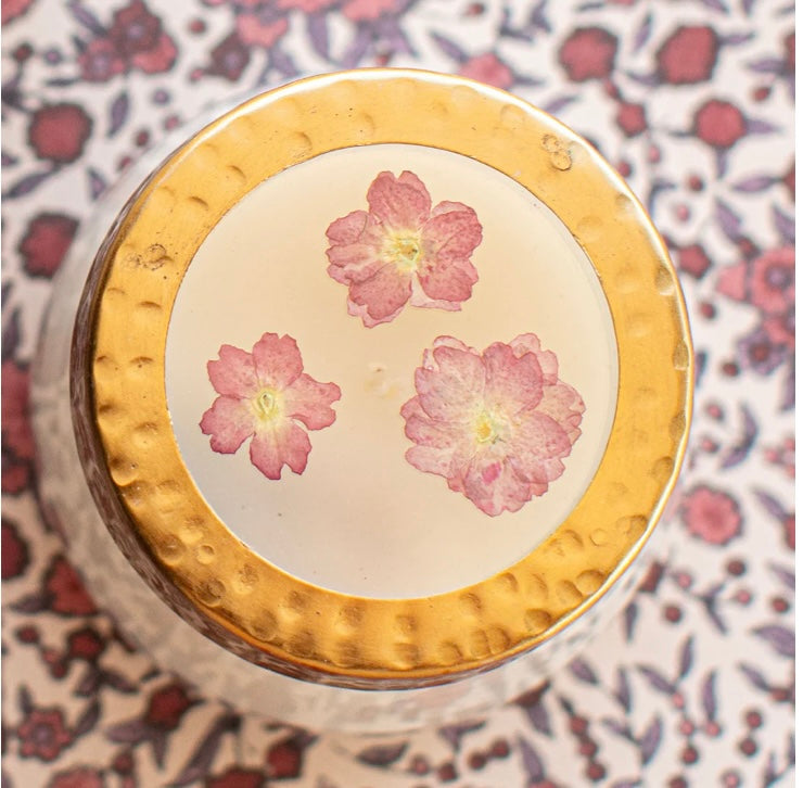 Rosy Rings Spicy Apple Petite Pressed Flower Candle