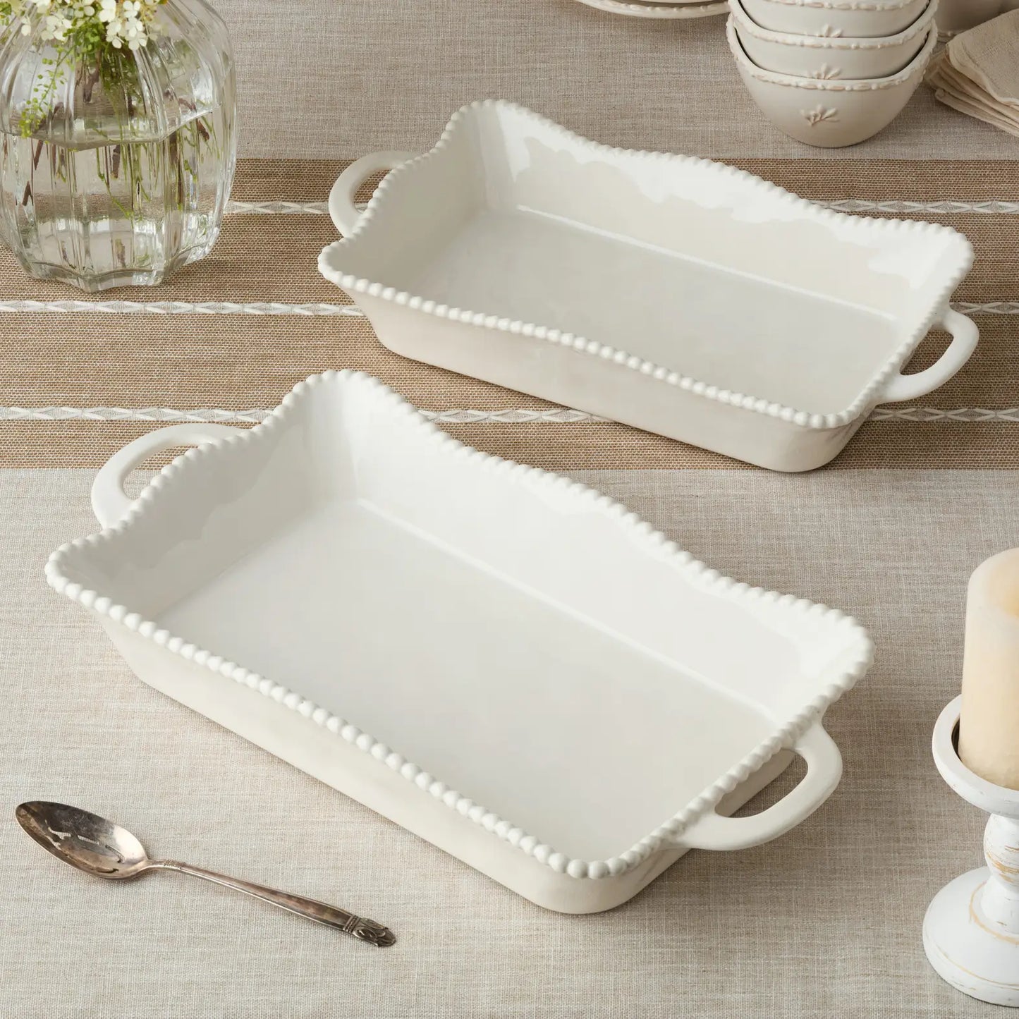 Large ceramic perlette rectangular baker by certified international  