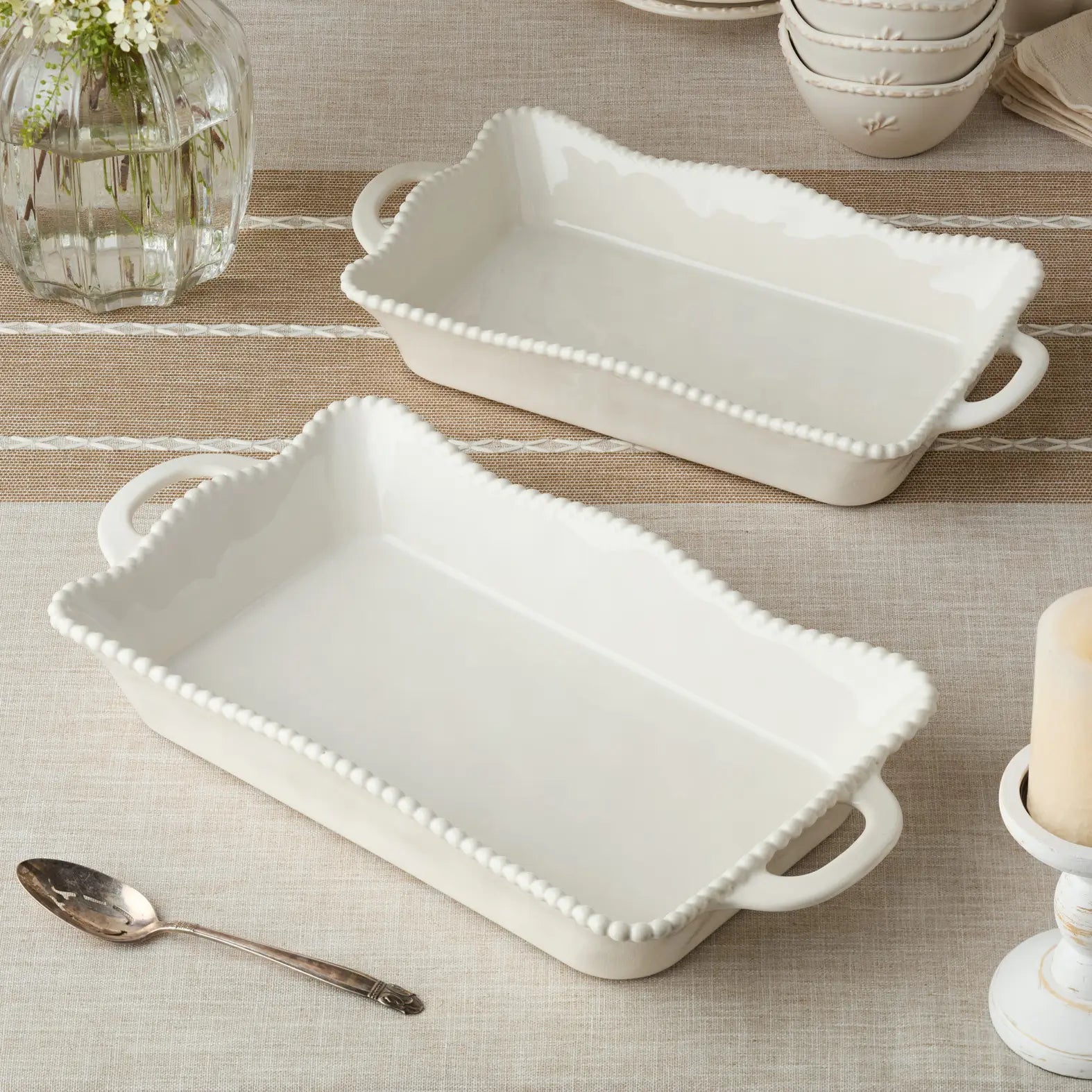 Large ceramic perlette rectangular baker by certified international  