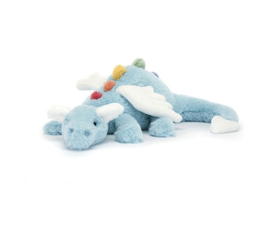 Plush dragon toy on a white background