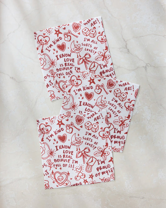 Geometry Valentine's Affirmations Dishcloth Set