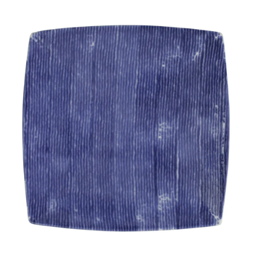 Vietri blue striped square plate 