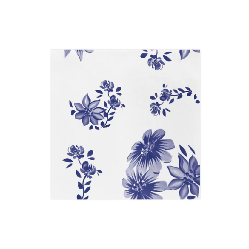 White paper with blue floral pattern