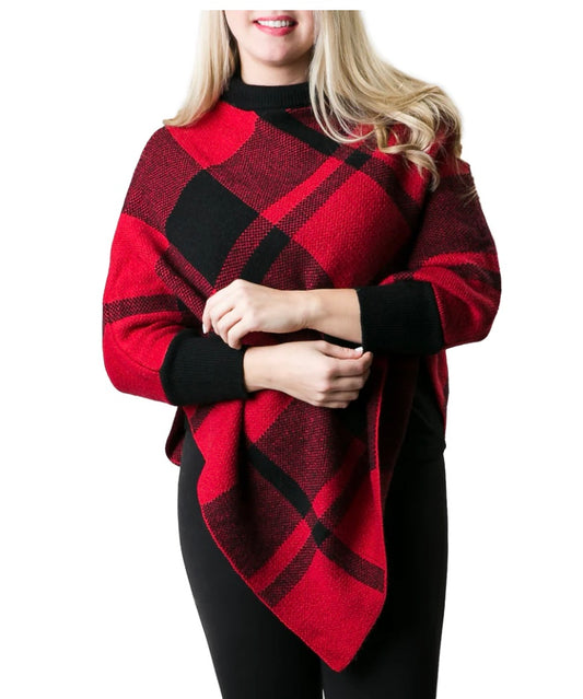 Cassie Poncho: Red and Black