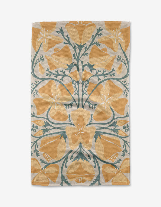 Geometry Golden Poppy Tea Towel