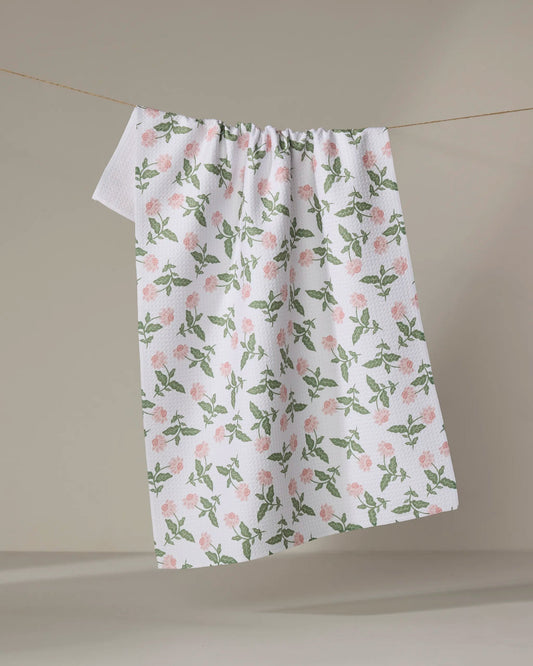 Geometry Wildflower Vine Blush Tea Towel