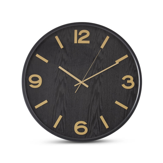 Black Woodgrain Wall Clock