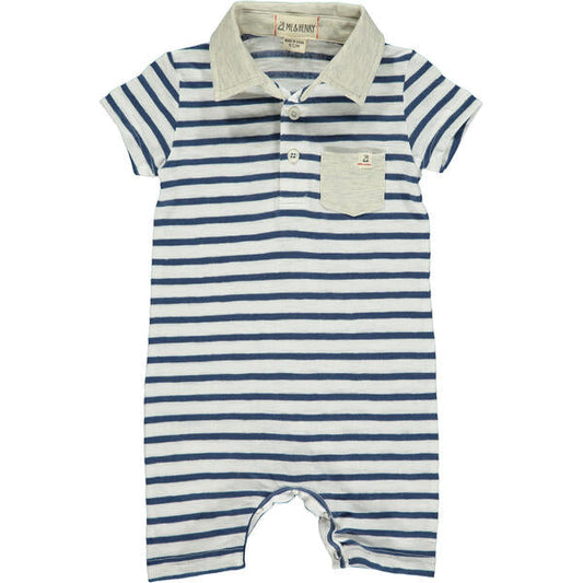 Me and Henry Saltash Navy/White Polo Romper 0-3m
