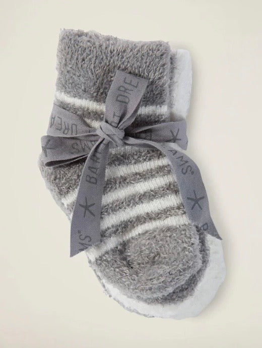 Barefoot Dreams Infant Socks 3 Pack Pewter/Pearl