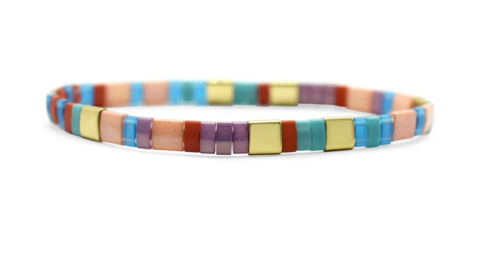 Skylar Paige - CELEBRATE - Morse Code Tila Beaded Bracelet - Colorful Confetti