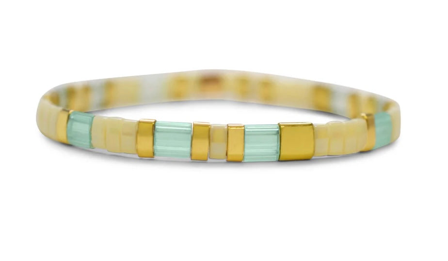 Skylar Paige - BREATHE - Morse Code Tila Beaded Bracelet - Mint To Be