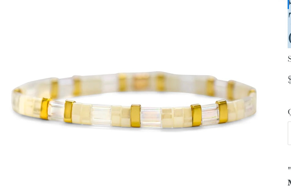 Skylar Paige - BRIDE - Morse Code Tila Beaded Bracelet - The 'White' One