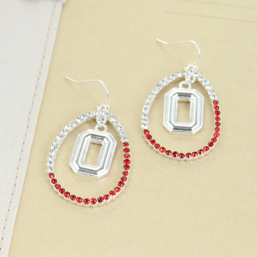 Ohio State Crystal Loop Earrings