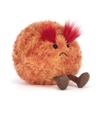 Jellycat plush planet Mars toy resembling a mushroom with red hair 