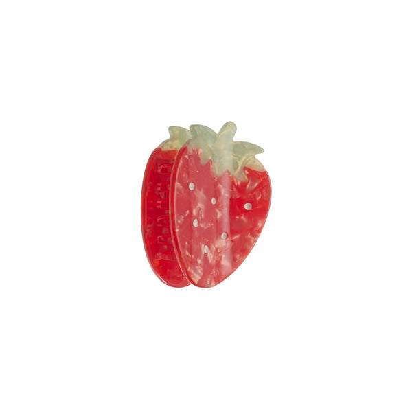 Red strawberry-shaped hair clip 