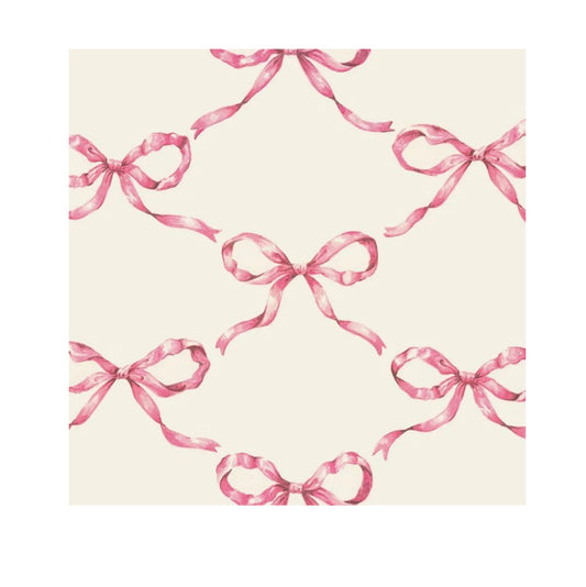Hester and Cook Pink Bow Lattice Cocktail Napkin