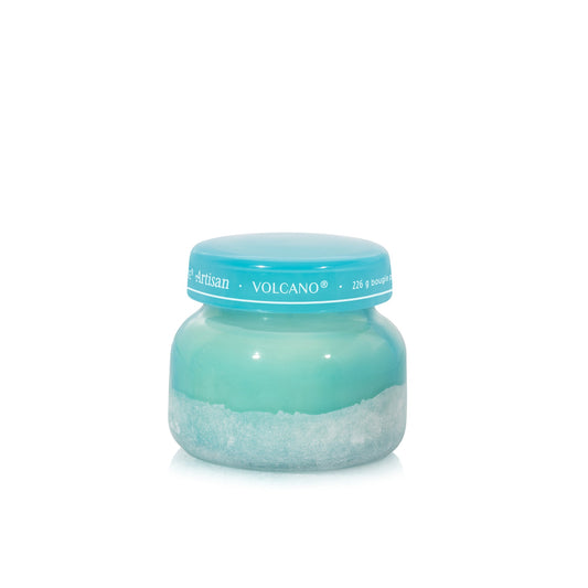 Jar of Volcano body scrub on a white background