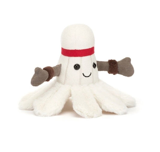 White plush badminton shuttlecock toy with a red bandana 