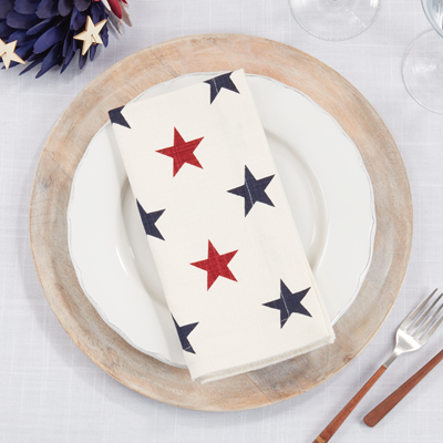 Saro Red and Blue Star Cotton Napkin