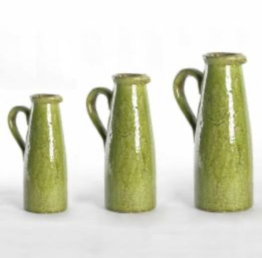 Green Ceramic Crackled Pitcher Small