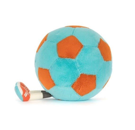 jellycat turquoise and orange soccer ball