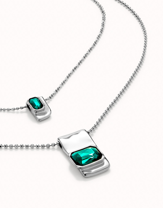 Ser Magnetica Green & Silver Double Necklace