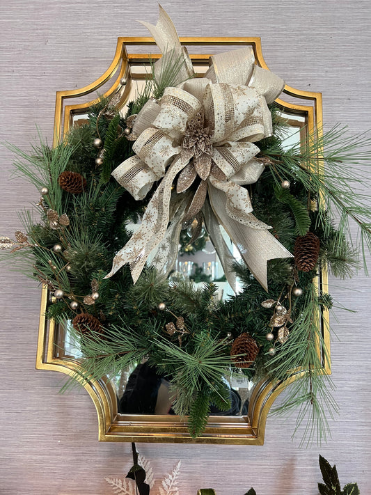 Custom Decorated Wreath Silver and Gold