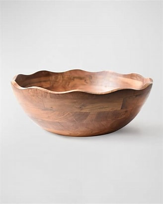 Coton Colors Fundamental Wood 16” Ruffled Bowl