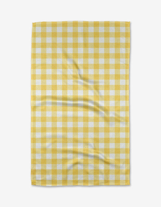 Geometry Lemon Gingham Tea Towel