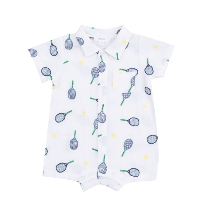 Angel Dear Tennis Button Down Polo Shortie 3-6m