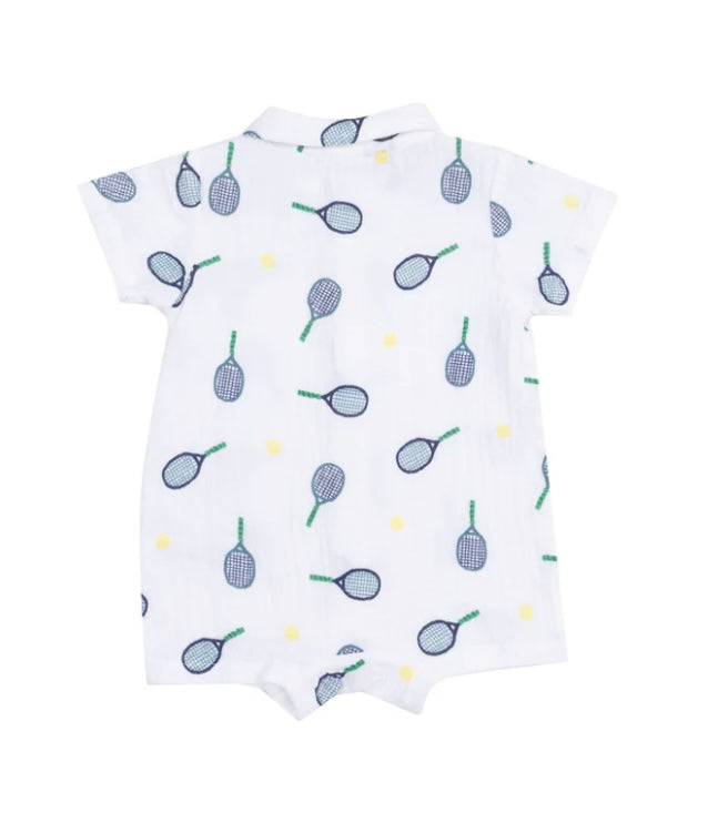 Angel Dear Tennis Button Down Polo Shortie 3-6m