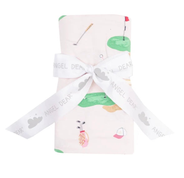 Angel Dear Golf Things Pink Swaddle Blanket